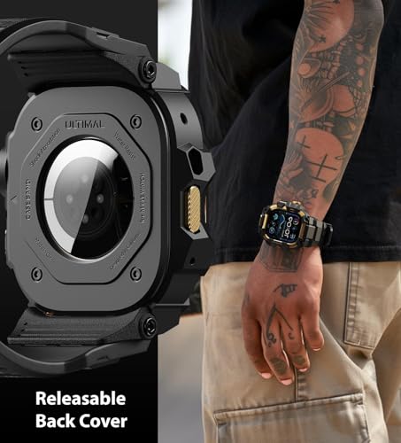 Image of ULTIMAL Rugged Case with Band for Apple Watch 49mm,Compatible with Apple Watch Ultra 3 /2 /1, Military Grade Shockproof Bumper Cover for iWatch Tactical Band Men (49mm,Gold)
