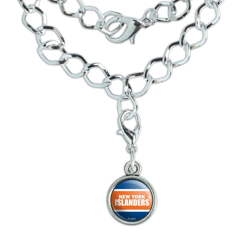 NHL New York Islanders Logo Silver Plated Bracelet with Antiqued Charm