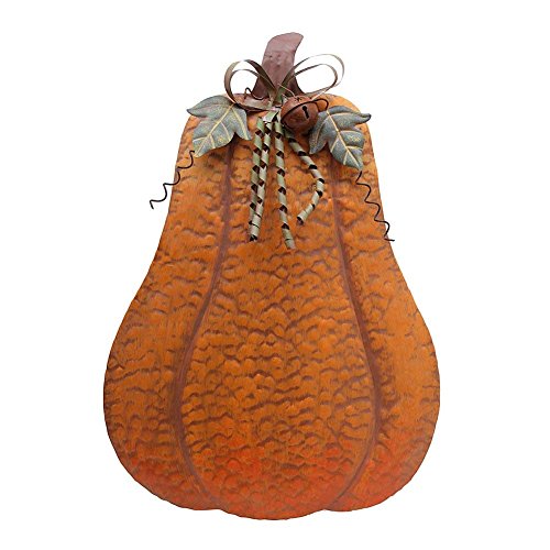 Home Accent Metal Flat Pumpkin Decor for Autumn Fall Harvest Thanksgiving Decor Free Standing Pumpkin Halloween Decoration (Large)