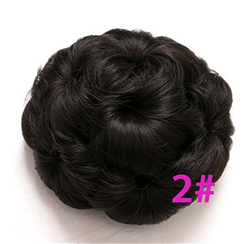 Mtmei Hair Women Curly Chignon Clip in Elastic Fake Hair Bun Updo Hairpiece Extension Accessories Synthetic Hair Style (#2)