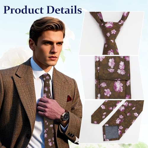 Image of Floral Ties Skinny Tie for Men, Cotton Mens Neckties for Weddings | 2.56'', floral, slim, soft and comfortable, men's neckties for casual, business, party, daily, dating