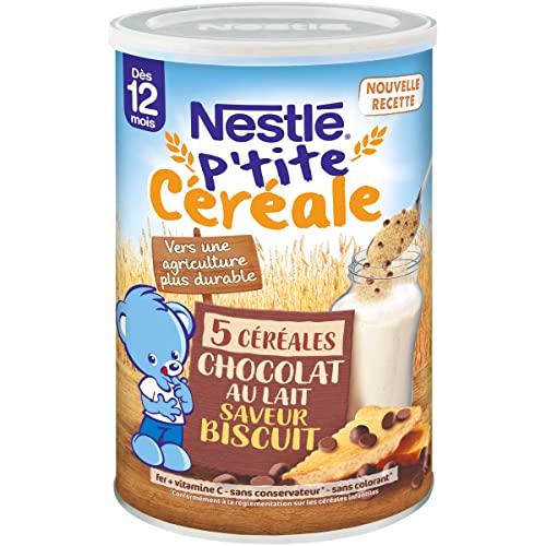 Nestlé Bébé P'tite Céréale Céréales déshydratées Chocolat au lait saveur biscuit, pépites fondantes - dès 12 mois - Boîte de 415g Cover