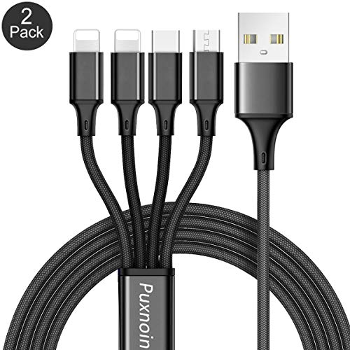 Multi Charging Cable, Multi Charger Cable 2Pack 4FT Nylon Braided Universal 4 in