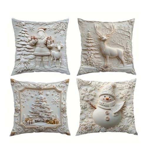 Cikiki Weihnachts-Kissenbezüge mit 3D-Muster, 45,7 x 45,7 cm,...