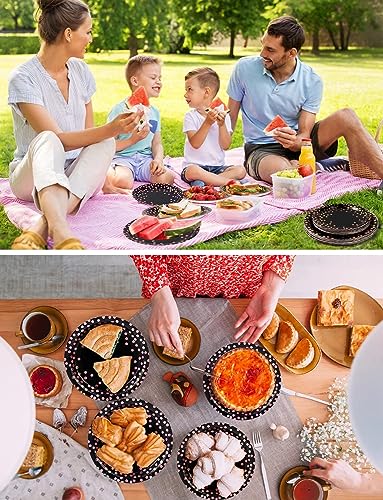 Image of Nkaiso 141Pcs Black Rose Gold Paper Plates and Napkins Party Supplies for20