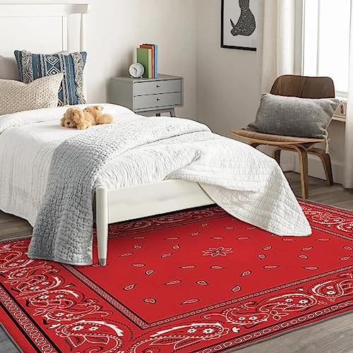 Tapete decorativo rojo Bandana 3x4 ft para dormitorio miniatura 4