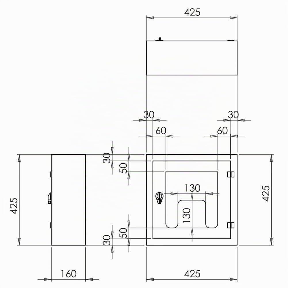 Teca per defibrillatore DAE-AED, Mis. 425 L x 425 P x 180 H mm, per ambienti interni, senza allarme