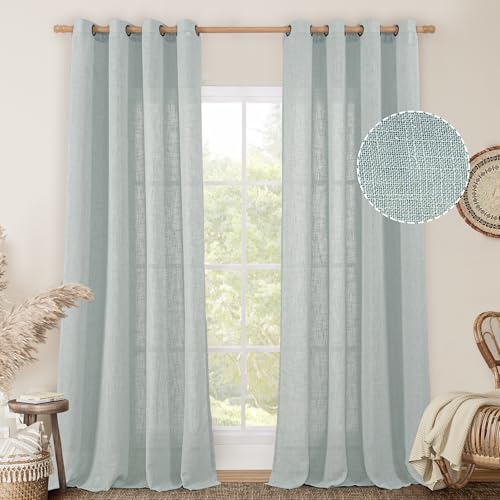 La Mejor Selección de Cortina azul , listamos los 10 mejores. 49 LAMIT - Cortinas transparentes de lino azul grisáceo para recámara, filtro de luz, textura de lino, paneles bohemios, ojales de bronce para granja/sala de estar, 2 paneles, 52 x...
