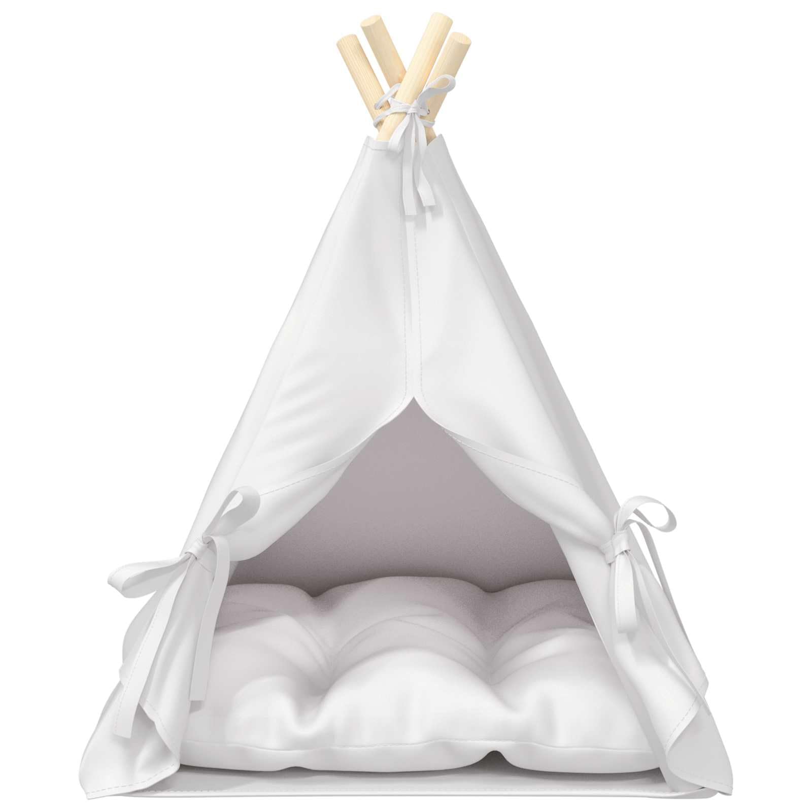 Tipi pour animaux de compagnie avec coussin Blanc 50 x 50 x 60 cm Tente tipi en polyester pour chats et chiens Tente amovible et lavable