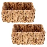 CAXUSD 2 Piezas Cestas Tejidas de Agua Organizadores Rectangulares Portátiles para Baño Bandejas Rattan Resistentes para Toallas y Almacenamiento Encimeras