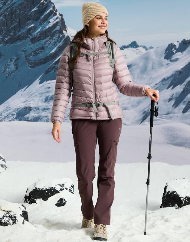Pioneer Camp Daunenjacke Damen Leicht Packable Insulation Übergangsjacke Steppjacke mit Kapuze und Reißverschluss Taschen Winterjacke für Wandern Reisen