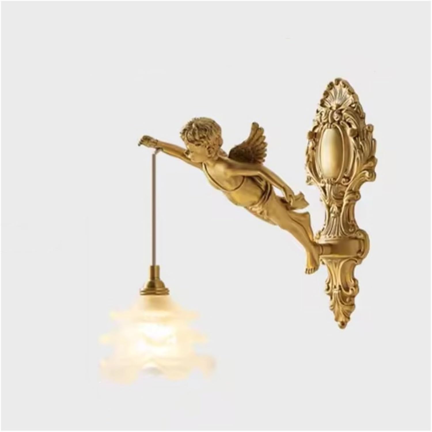 CWCQGH Vintage Copper Flower Crystal Wall Lamp Corridor Porch Balcony Bedside Lighting,Warm light-Flower Left