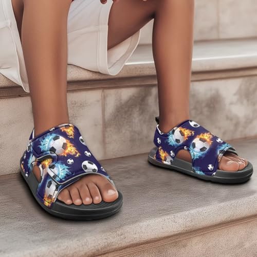 Novelty Balls Kids Summer Slide Sandals Boys Comfort Non Slip Open Toe Adjustable Walking Beach Shower Shoes3
