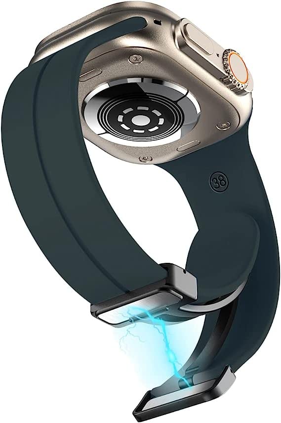 Image of Printme Silicone Sport Band Compatible with Apple Watch 38mm 40mm 41mm 42 mm 44 mm 45 mm 49 mm, Magnetic Clasp Adjustable Strap Compatible for iWatch Series SE Series 1-8