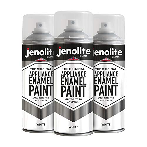JENOLITE peinture émaillée pour appareils électroménagers - Blanc - 3 X 400 ml (Réparation et retouche émail éclats et rayures les réfrigérateurs, les congélateurs, les machines à laver, etc).