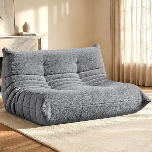 Image of HABUTWAY Bean Bag Chairs Fireside Lazy Floor Sofa,2 Seater,Light Grey
