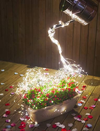 IDESION Guirlande lumineuse étanche IP65 à piles avec télécommande 8 modes pour l'intérieur et l'extérieur (blanc froid, 200 LED) Cover