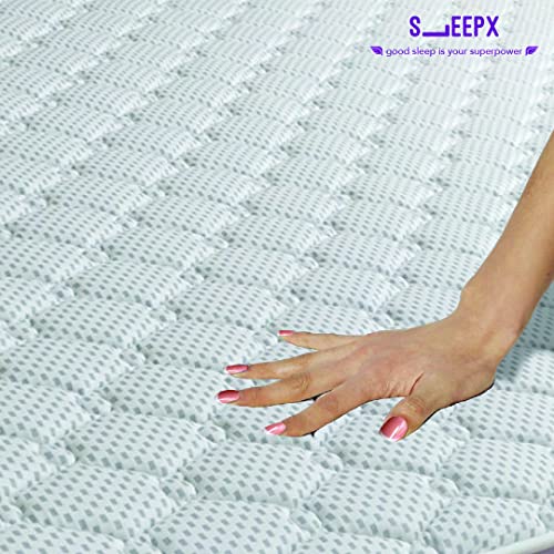 Image of SleepX Dual Plus 8 Inch Queen Bed Size, Memory Foam Mattress - Medium Soft & Hard (Red, 75x66x8)