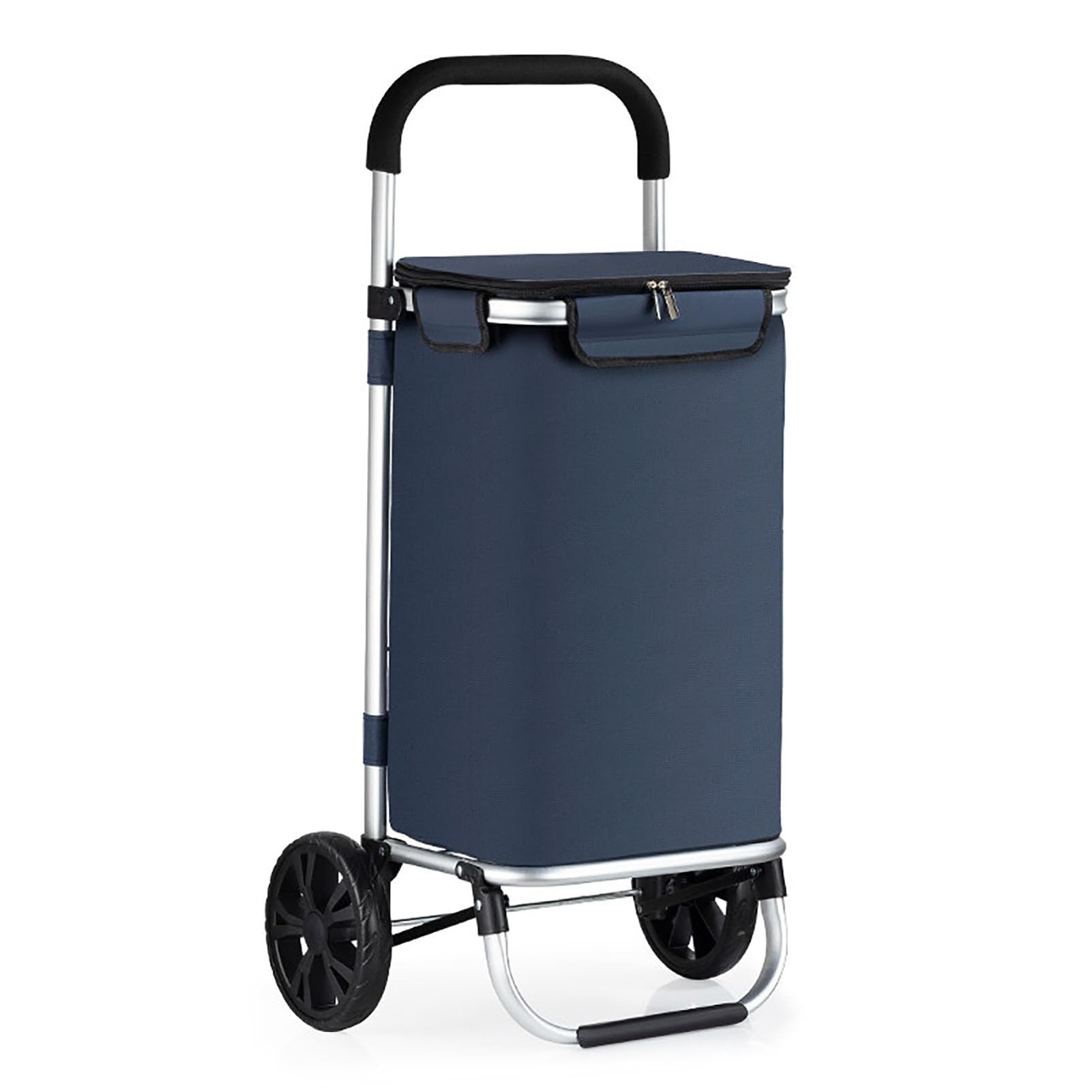 JYHCD Foldable Shopping Trolley Cart Large Capacity Storage Bag, Portable Hand Pull Cart for Daily Grocery Shopping Outdoor Errands and Household Transport Needs,Blue