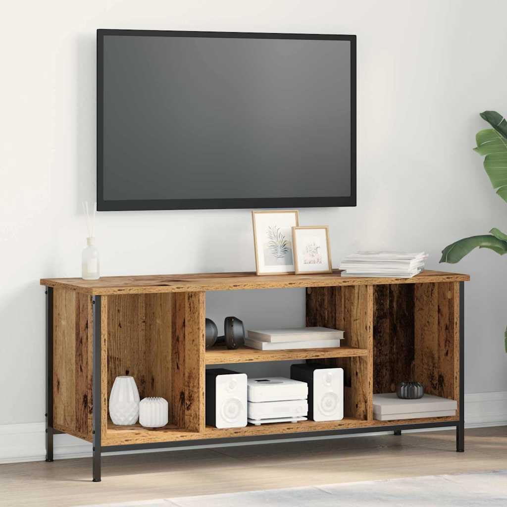 Szafka pod telewizor z drewna starego drewna, 102 x 35 x 45 cm, z regałem, miejscem do przechowywania i półką, nowoczesny szafka do salonu, kredens, komoda, szafa, kanał kablowy, multimedia
