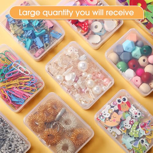Image of SATINIOR 300 Packs Clear Small Plastic Containers 3.27 x 2.13 x 1.02 Inches Transparent Storage Box with Hinged Lid in Bulk for Jewelry Hardware Crafts Small Items