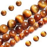 Natural Orange Tiger Eye Beads, Grade AAA Gemstone Round Loose Beads 8MM 100PCs Bulk Lot Options, Semi Precious Stone Beads for Jewelry Making