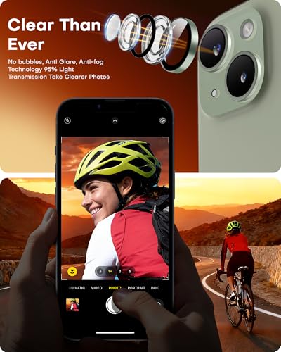 Image of TOCOL Camera Lens Protector for iPhone 15 / iPhone 15 Plus Tempered Glass HD Individual Scratch Resistant Camera Cover Accessories Case Friendly 2 Pack(Light Green)