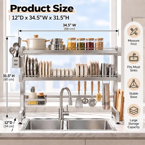 COMFYHOME Stainless Steel Over Sink Dish Rack Silver - Image 3
