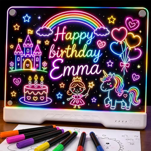 Wonovate LED Drawing Board for Kids: 16 Light Up Acrylic Erase Board