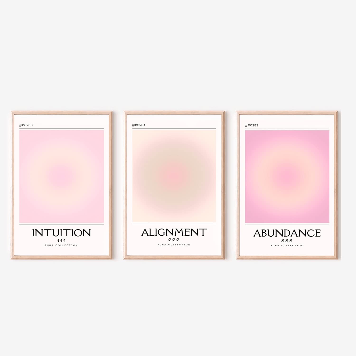 Adyggefy Pink 2 3 Piece Pink Gradient Aura Spiritual Canvas Wall Art Trippy Positive Affirmations Room Aesthetic Posters Modern Minimalist Angel Number Energy Quotes Prints Paintings Decor 12X16in Unframed