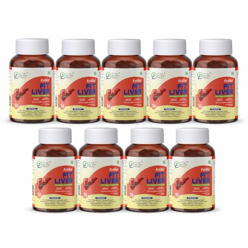 Image of Fytika Fit Liver Tablets Herbal Liver Support Supplement with Milk Thistle Kalmegh Kutaki Kasani Haldi for Daily Detox Digestion Wellness | Liver Care Supplement for Men Women 270 Tablets Pack of 9