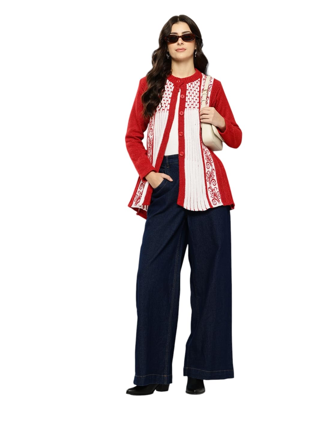 aarika Womens Winter Wear Green Colour Floral Woolen Cardigan-picture-23