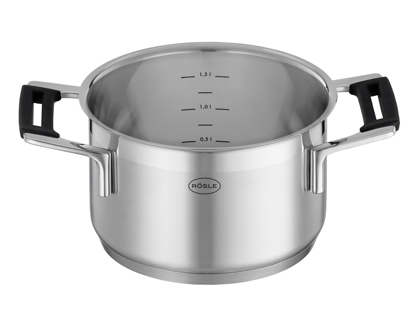 RÖSLE SILENCE PRO - Olla universal de acero inoxidable 18/10, 16 cm, tapa de cristal, escala interior, apta para inducción, apta para lavavajillas