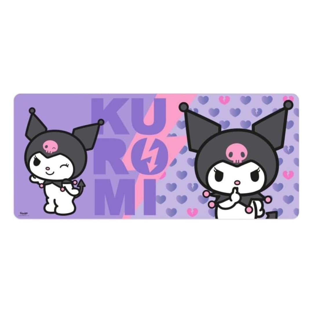 Tappetino per mouse XXL Hello Kitty e Kuromi 80 x 35 cm Antiscivolo Poliestere