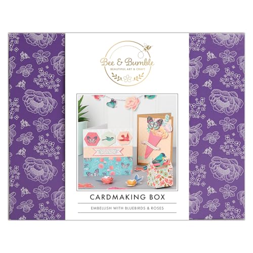 Bee & Bumble Cardmaking Craft Making Supplies Box Bluebirds & Roses, Die-Cut, Notelets, Stamps, Decoupage, Stickers, A6 Cards & Envelopes, Scrapbooking, Personalised Cards Birthday, Wedding, Christmas