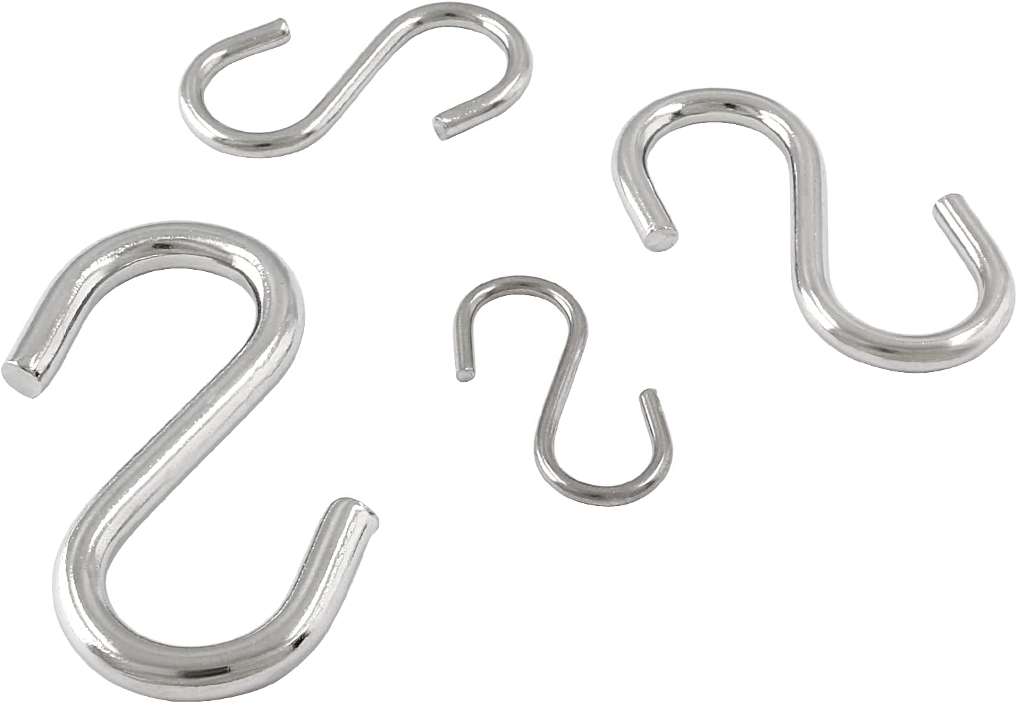 304 Stainless Steel S Hooks 2mm Wire 12 Pack Silver