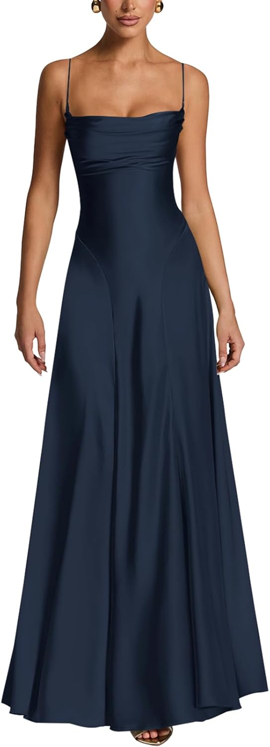 Satin Bridesmaid Dresses for Women 2026 Long Prom Ball Gown Formal Wedding Guest Dress
