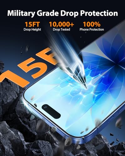 Image of Mkeke for iPhone 17 Screen Protector 3 Pack, [9H+ Hardness] [Military-Grade Drop Protection] [Sensitive Touch] [Easy Installation] [HD Clear] Full Edge Coverage Tempered Glass