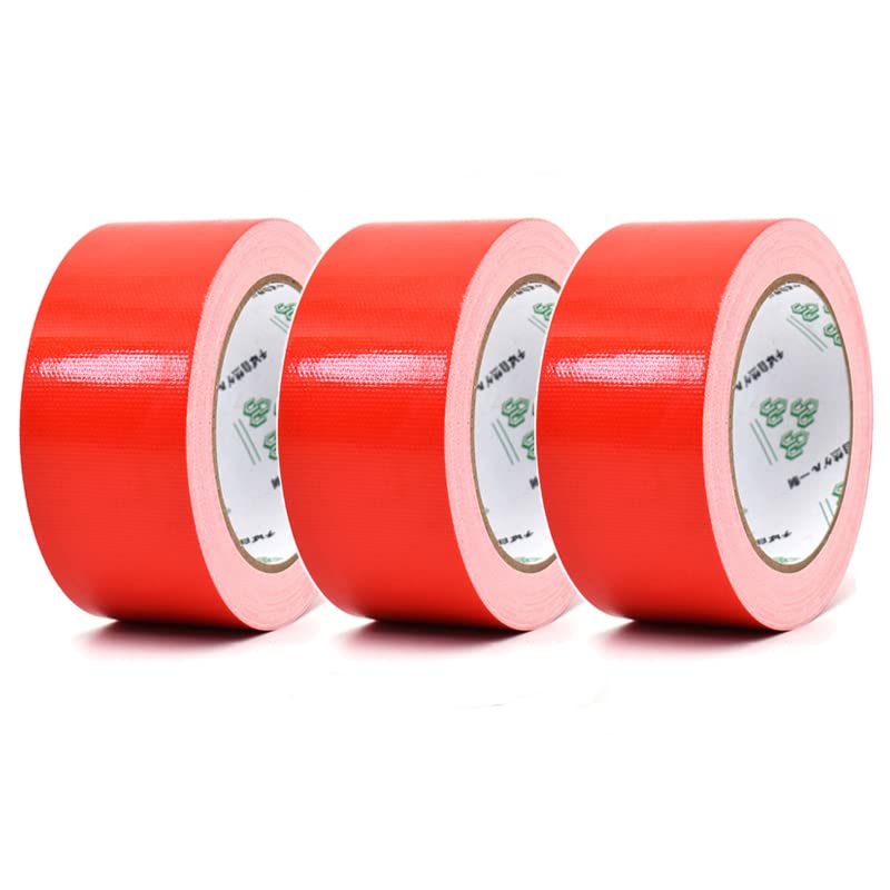 3 Pack Cloth Duct Tape, Repair Roll Crafts Tapes, 10 Yard Sticky Adhesive Tape, Waterproof and Tear by Hand, Multi-Use for Indoor & Outdoor Repairs 4 Inch (Red)
