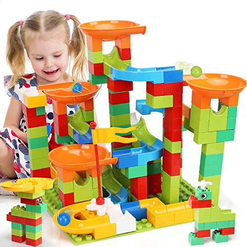 TOY Life 152 PCS Marble Run Set Building Blocks-Marble Race Tracks for Kids Includes Classic Big Blocks, Marble and Many Accessories-Perfect STEM Toy Marble Run for Toddlers, Kids Age 3,4,5,6,7,8+