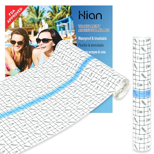 Hion F.D.A Approved Tattoo Aftercare Waterproof Bandage Transparent Film Dressing 10 Inch x 5.5 Yard Roll Tattoo Cover Up Tape Second Skin Adhesive Bandage Wound Cover for Swimming Shower Shield