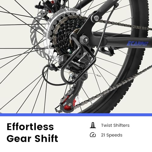 Image of Ecarpat 24 /26 /27.5 Inch Mountain Bike, Full /Front Suspension Mens Boys Mountain Bike with 21 Speed Steel Frame and Dual Disc Brakes, Adult Sport Bicycle for Trail City Road, Gift Choice