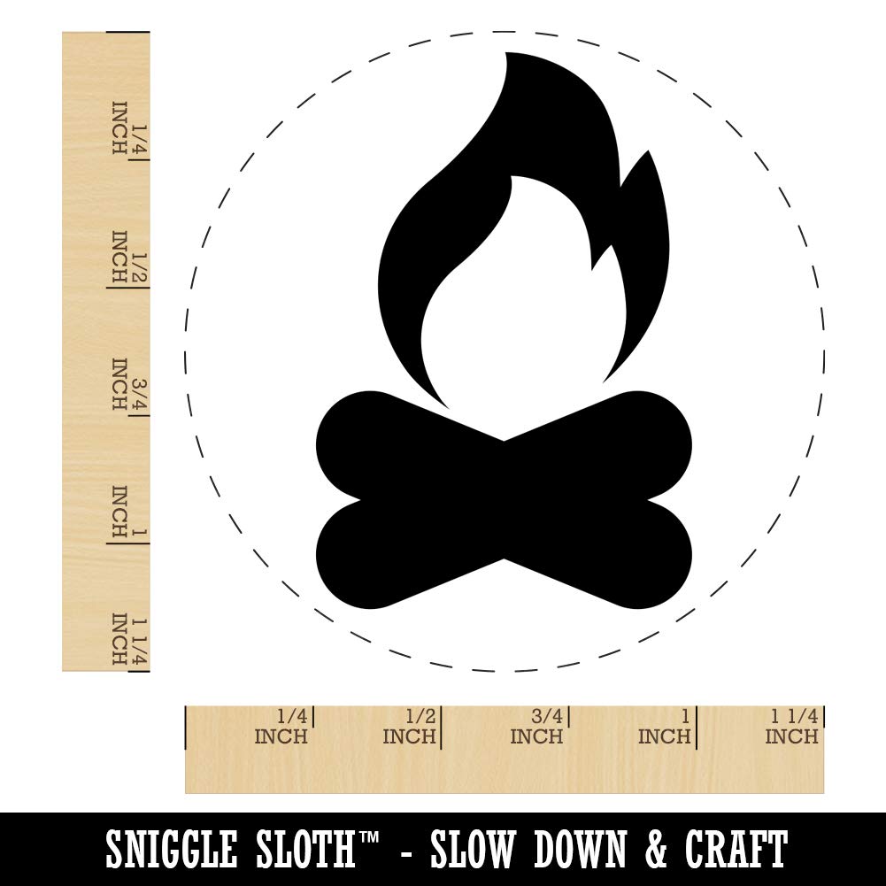 Campfire Fire Symbol Rubber Stamp for Stamping Crafting Planners - 1-1/4 Inch Large