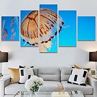 SIGNWIN 5 Panel Canvas Wall Art Neon Clouds for Home Decorations Ready to Hang - 60