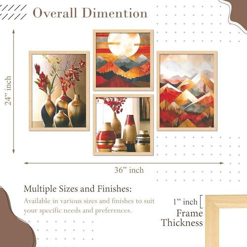 Image of BOFCONS ENTERPRISES Set of Four Framed Painting for Wall Painting Decoration, Painitngs for home Decorations, Scenery for Living Room Decor (36X24 Inches) k23