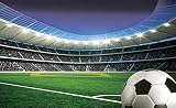 Forwall Fototapete Vliestapete Wanddeko Fußball Fußballstadion - 3D Tribüne Fussballfeld Kinderzimmer Moderne Wanddekoration Wandbild 1915V8 368cm x 254cm