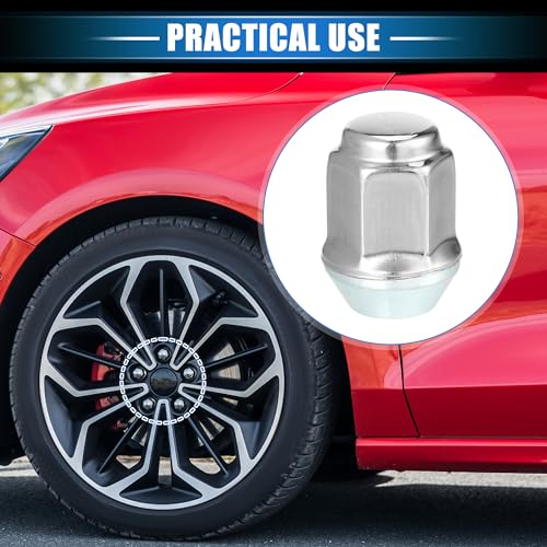 Image of 20 Pcs Wheel Lug Nuts Compatible for Ford Focus for Dodge Grand Caravan, Durable M12 x 1.5 Carbon Steel Silver Tone Tire Lugnuts