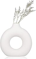 Donut vas, rund vas med hål, keramisk vas beige, modern vas, för torkade blomarrangemang och pampasgräs, lämplig för...