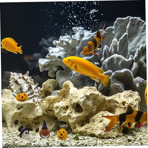 Citrouille miniature en résine pour aquarium avec détails festifs d'Halloween