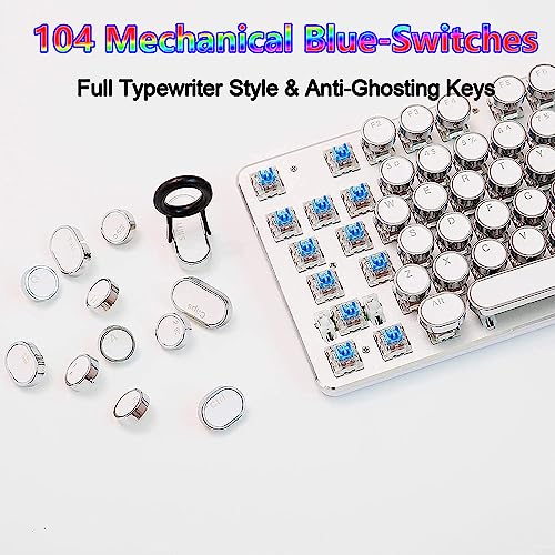 Image of ChamZA Multimedia Mechanical Keyboard Blue Switches w /Knob Wired Retro Typewriter Keyboard 104 Keys Gaming Keyboard RGB K820 - Black